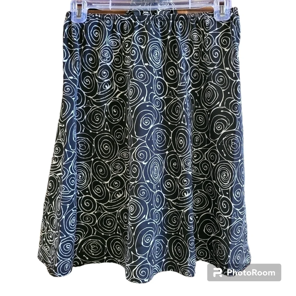 Black Top Black/Cream Midi Skirt Office Suit Scarf Coordinated Set - Picture 6 of 6